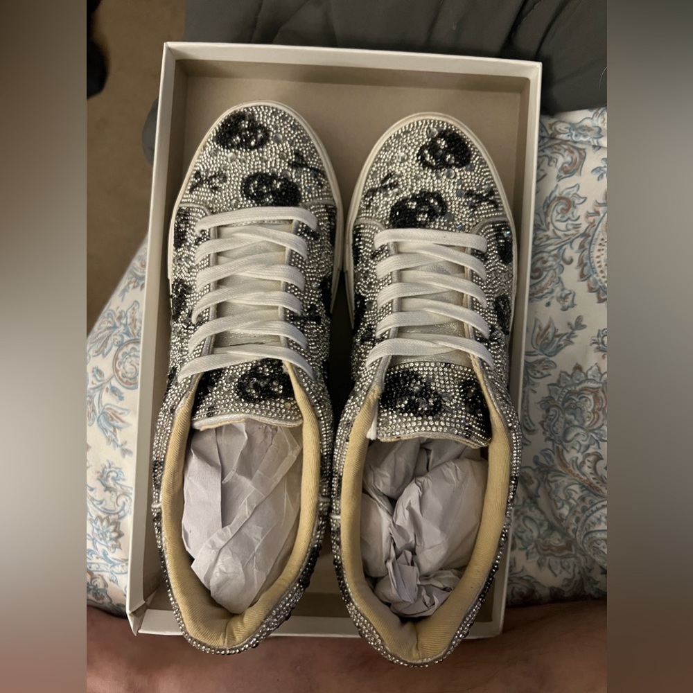 Betsey Johnson Sidny Rhinestone Skull Sneakers